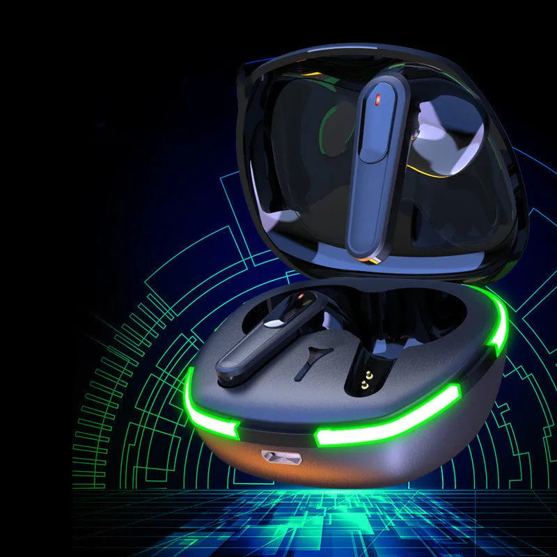 Black Pro60 model Bluetooth headset with charging cabin for outdoor running and mountaineering.
