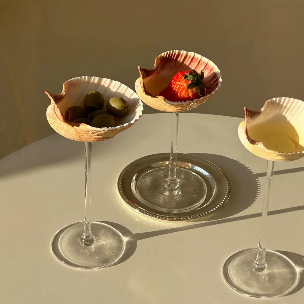 Handmade glass water cup with creative conch shell design in style A