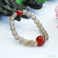 Smoky purple chalcedony and red agate bracelet with 8mm geometry beads.