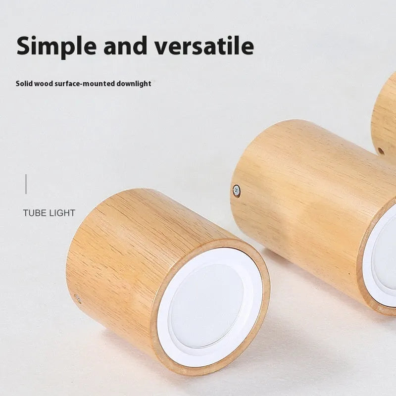 Solid wood surface mounted downlight in round and square shapes for corridor or balcony.