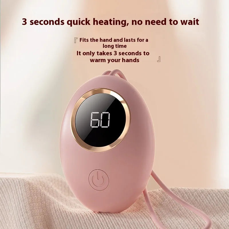 USB digital display hand warmer power bank in pink colour with aluminium heating technology