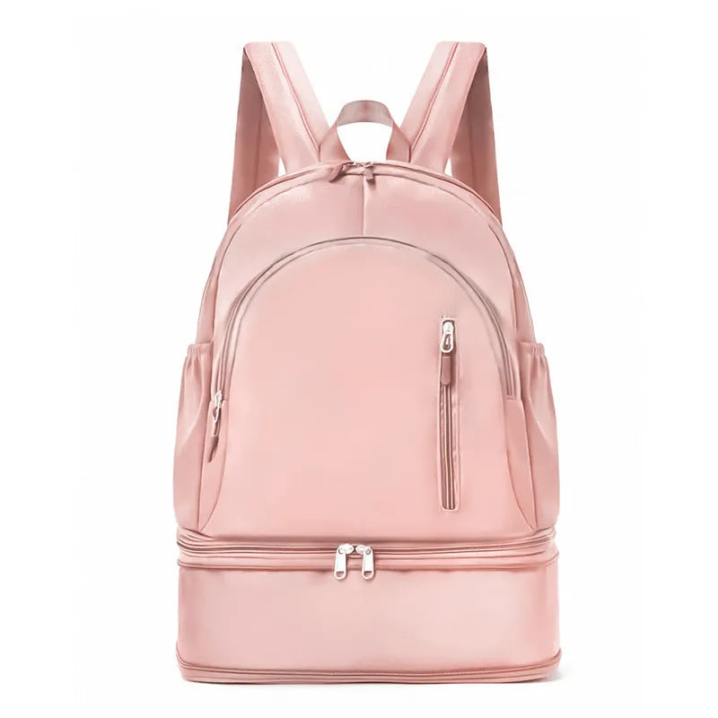 Waterproof polyester casual travel backpack with adjustable curved straps in solid colour options