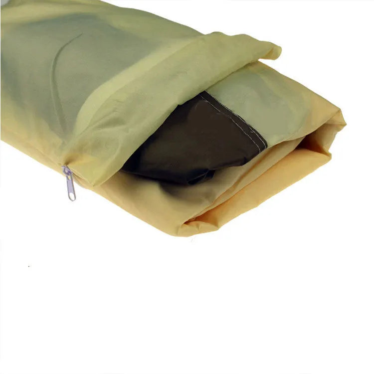 Beige polyester outdoor barbecue dust cover with Nordic style design shown folded