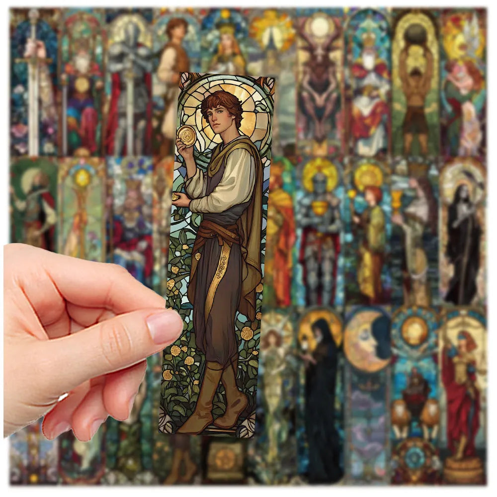 Set of 30 painted glass tarot bookmarks in cute homemade style, model QH389