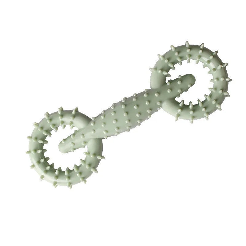 Blue TPR dog chew toy ring for puppies on a white background