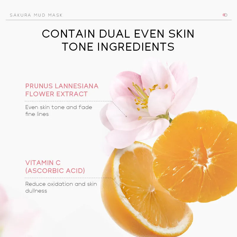 Cherry blossom mud facial mask 30g for cleansing and hydration