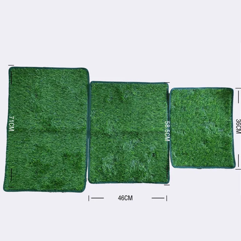 Green dog grass pee pad with realistic texture and drainage layer for pet training