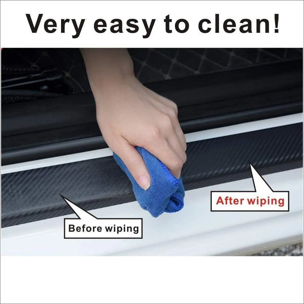 Car door threshold anti-stepping sticker in carbon fibre leather, black, with CR-V white label design