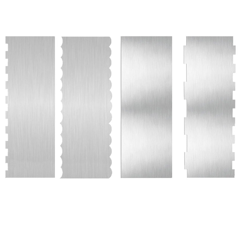 Stainless steel cake decorating scraper with polygonal edge for geometric cream patterns