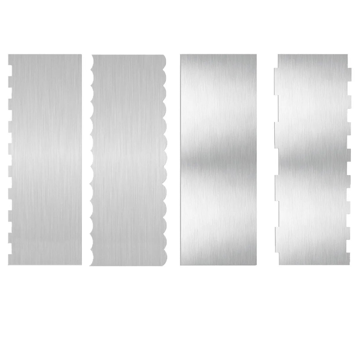 Stainless steel cake decorating scraper with polygonal edge for geometric cream patterns