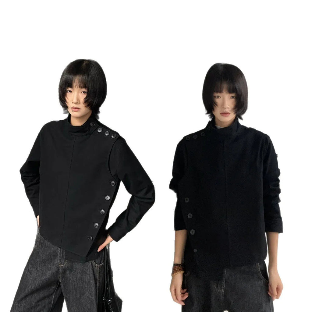 Solid colour minimalist casual jacket for men in black, front view, cotton blend, regular fit
