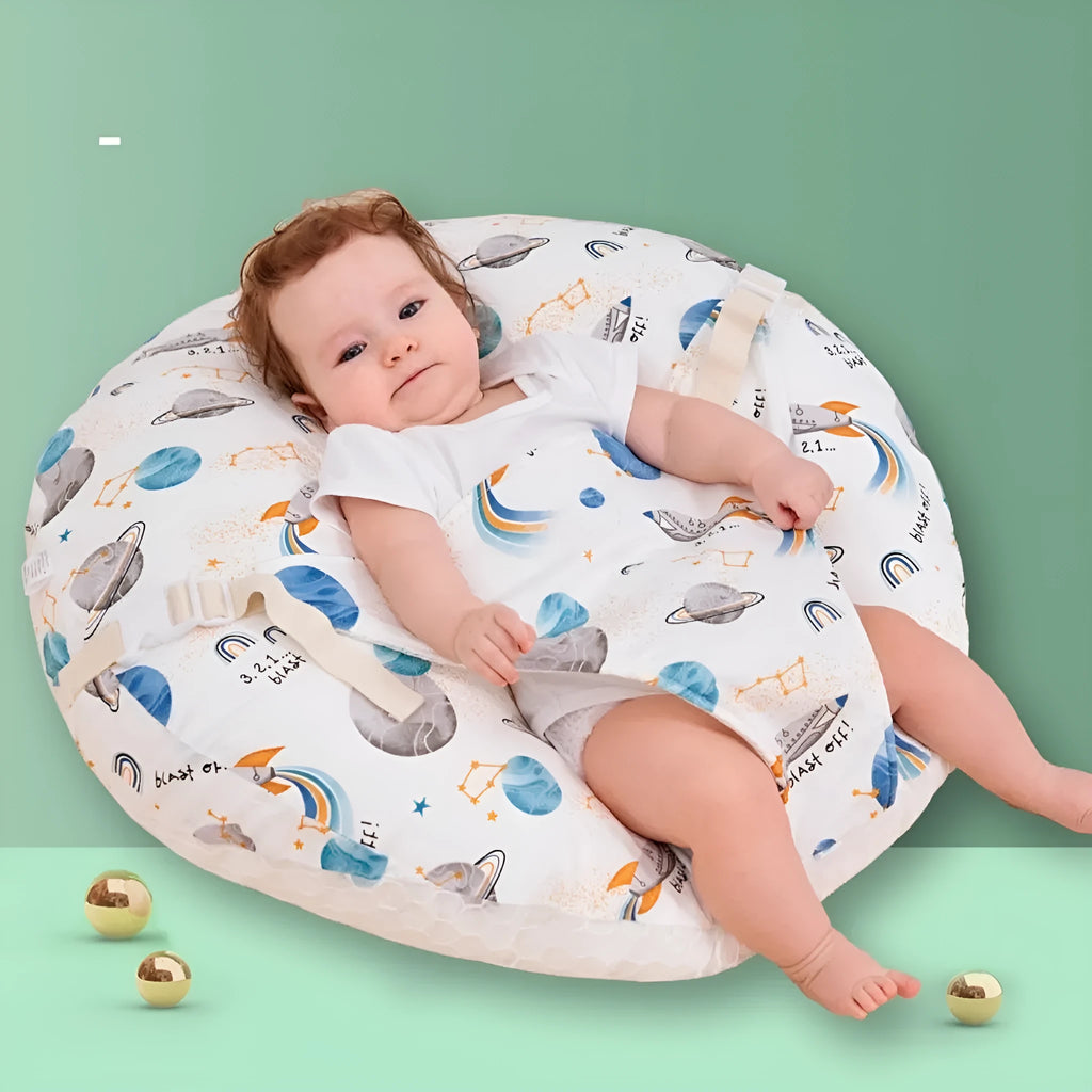 Cartoon print inclined anti-spit-up pillow for infants 1-3 years, pearl cotton filling, eight colours