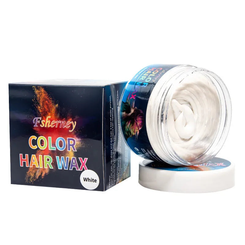 120g tub of strong hold hair styling clay shown in one of nine colour options.