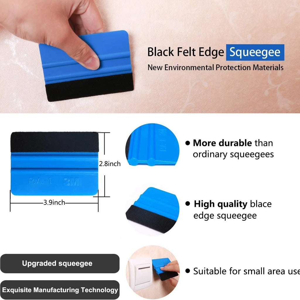 Plastic car film smoothing tool set with squeegees and scrapers for window tint application