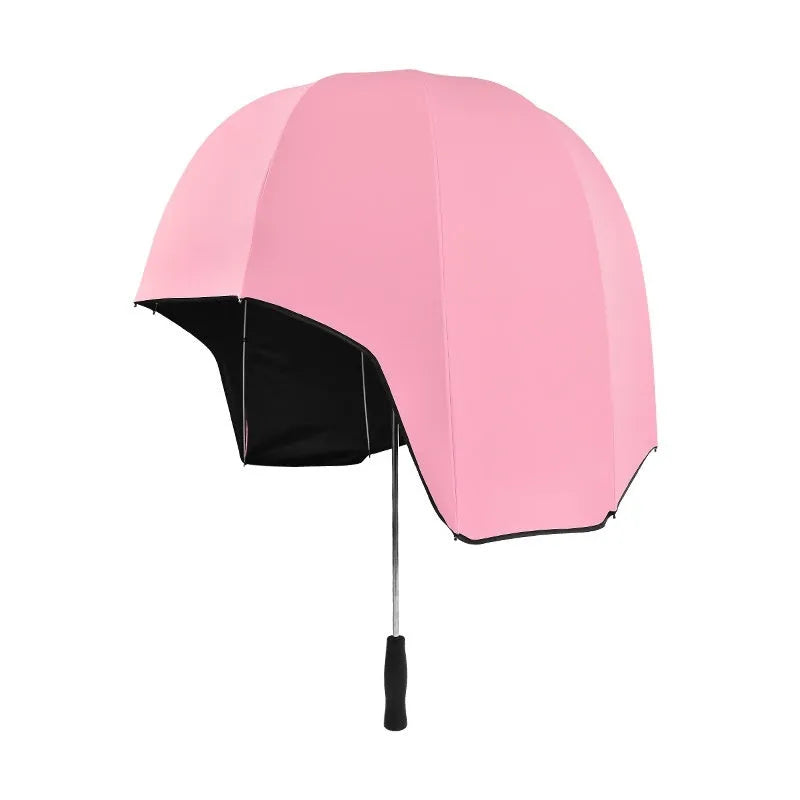 76cm helmet umbrella with long handle and vinyl-laminated canopy in blue colour option