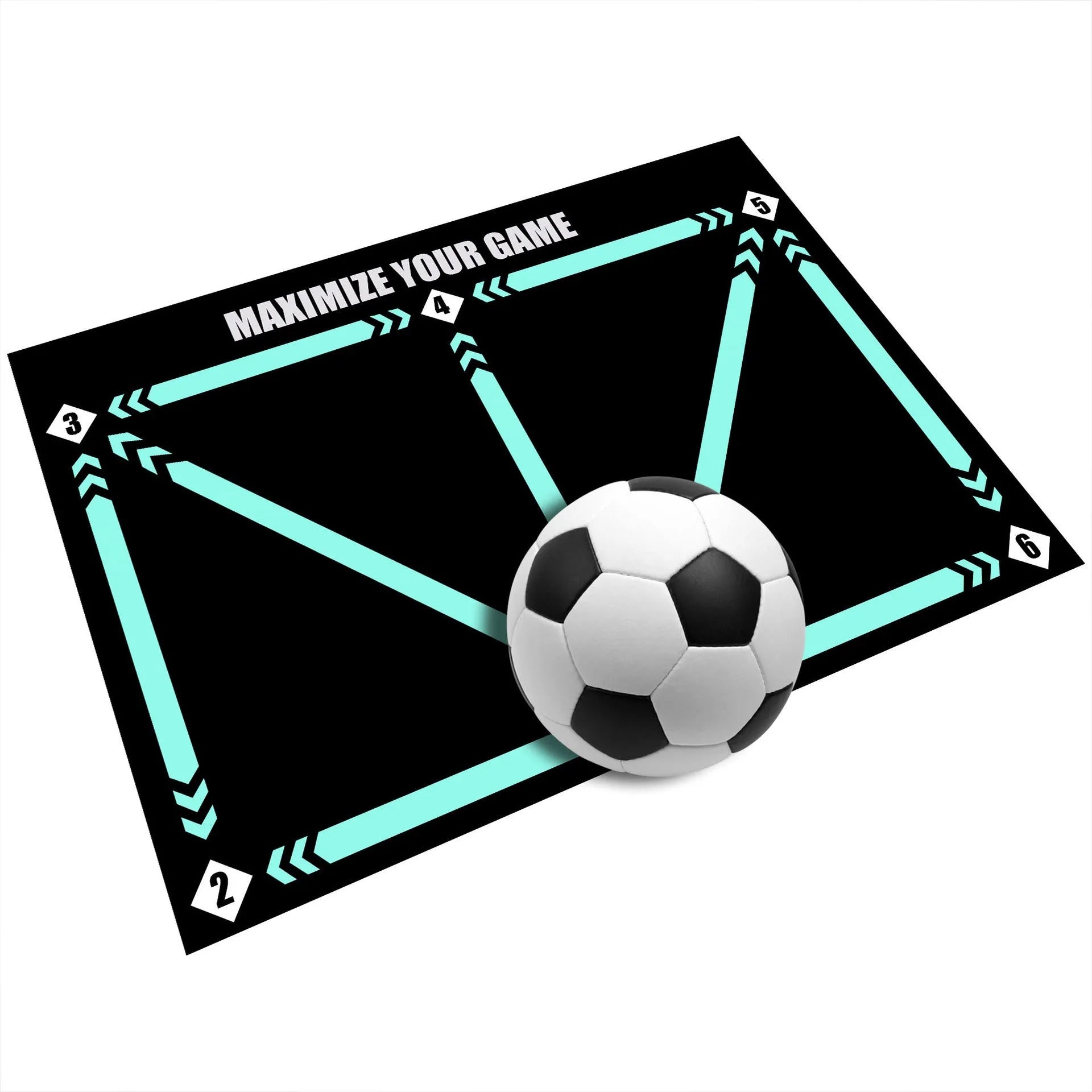 Black football training mat measuring 60cm by 90cm with non-slip surface