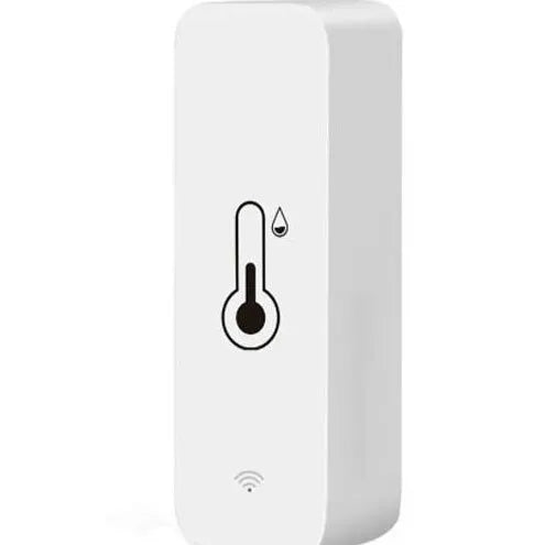 Compact white WiFi temperature and humidity sensor with LCD display for smart home monitoring