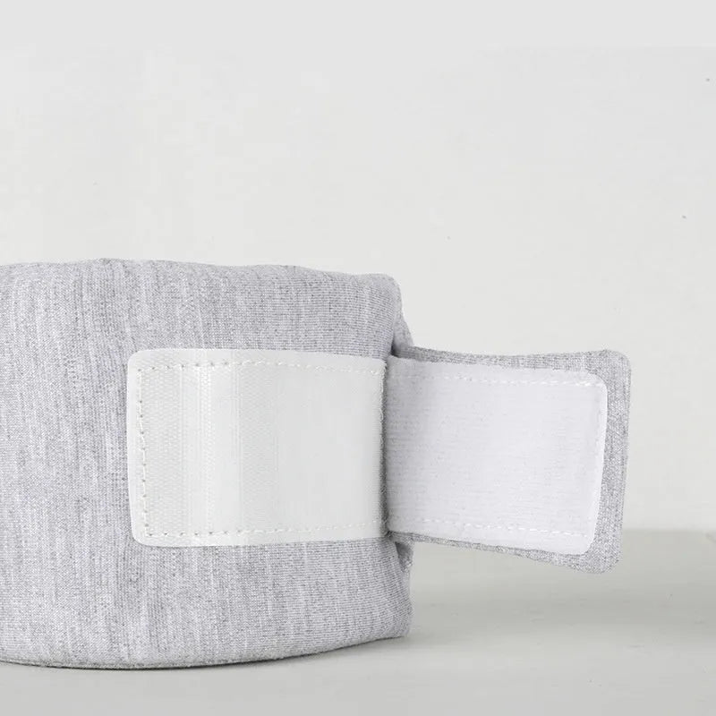 Soft grey cat cone collar neck brace for post-surgery recovery, shown next to a size chart.