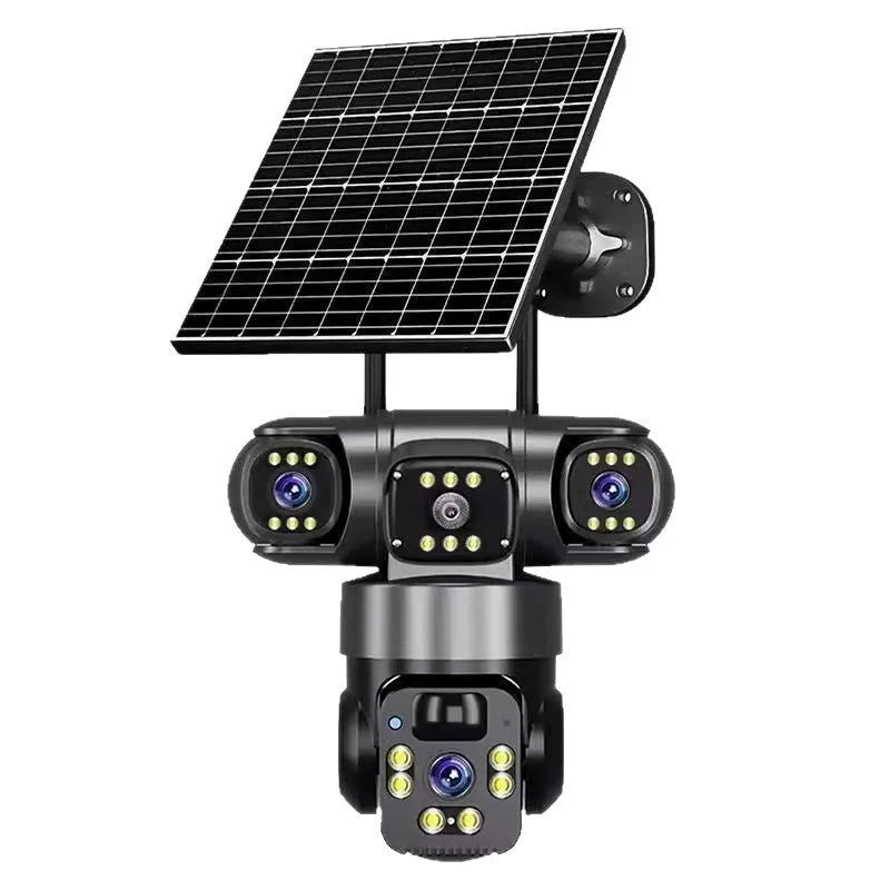 Solar Powered Security Camera No Plug In Required 4MP 1080P Full Colour Night Vision IP66 Waterproof ABS Material 355 Degree Rotation 90 Degree Tilt TF Card Cloud Storage Light Load Gimbal Outdoor Surveillance