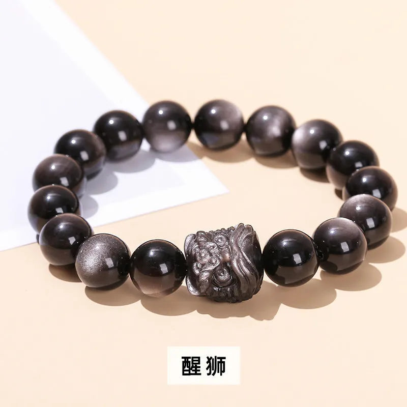 Natural crystal jade Chinese bracelet with tassel featuring agate beads and silverstone charms in fresh sweet women's style