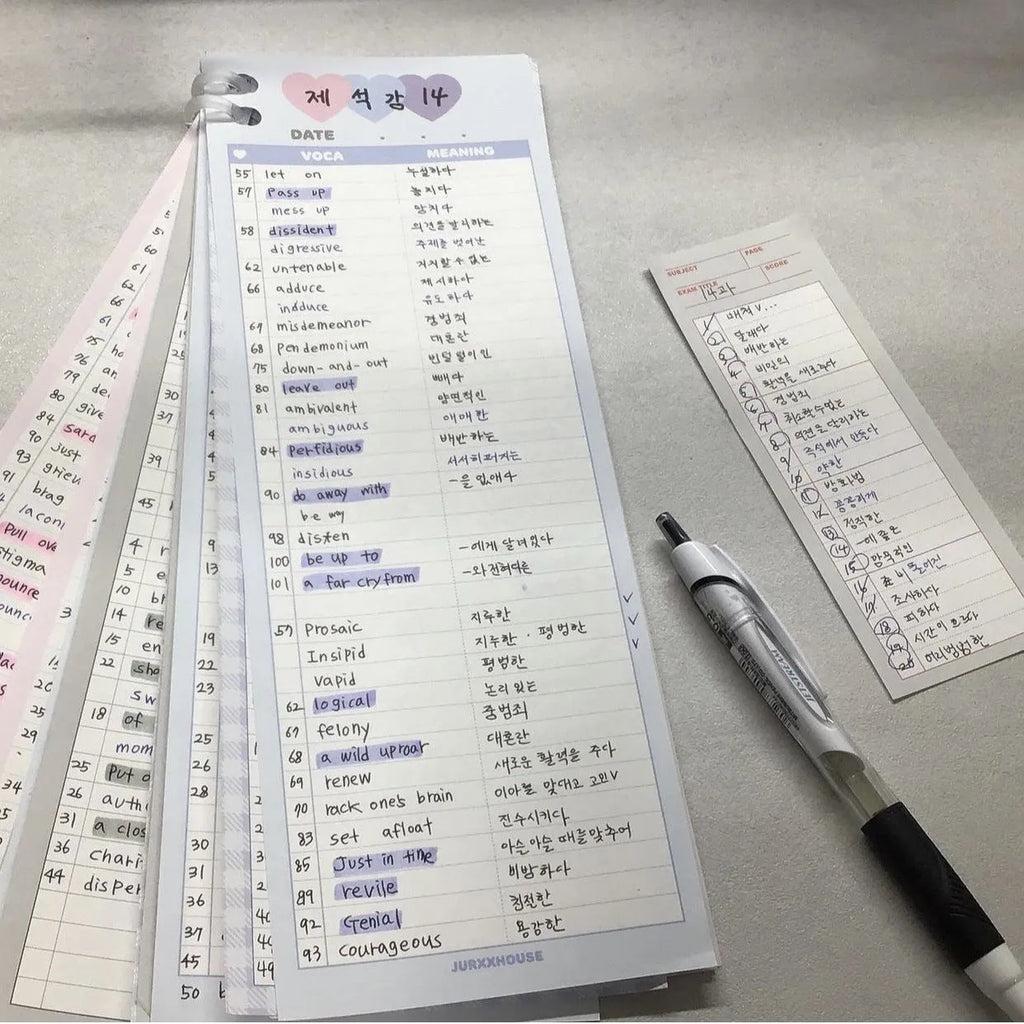 Vertical double-sided notepad with English words design in B5 half size