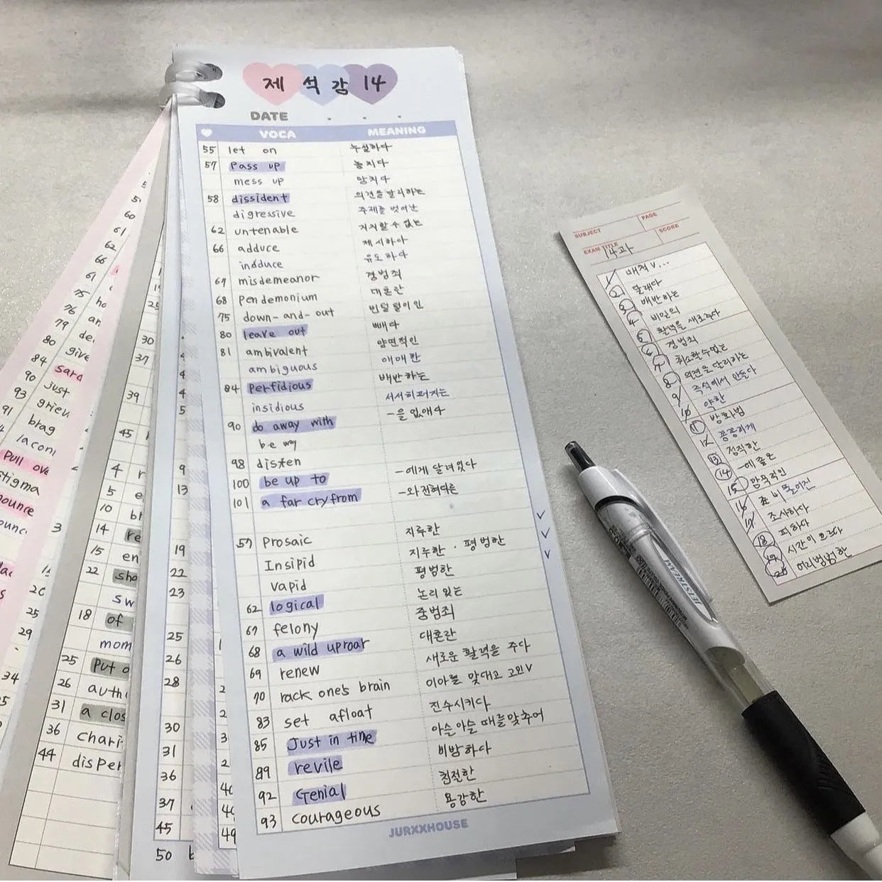 Vertical double-sided notepad with English words design in B5 half size