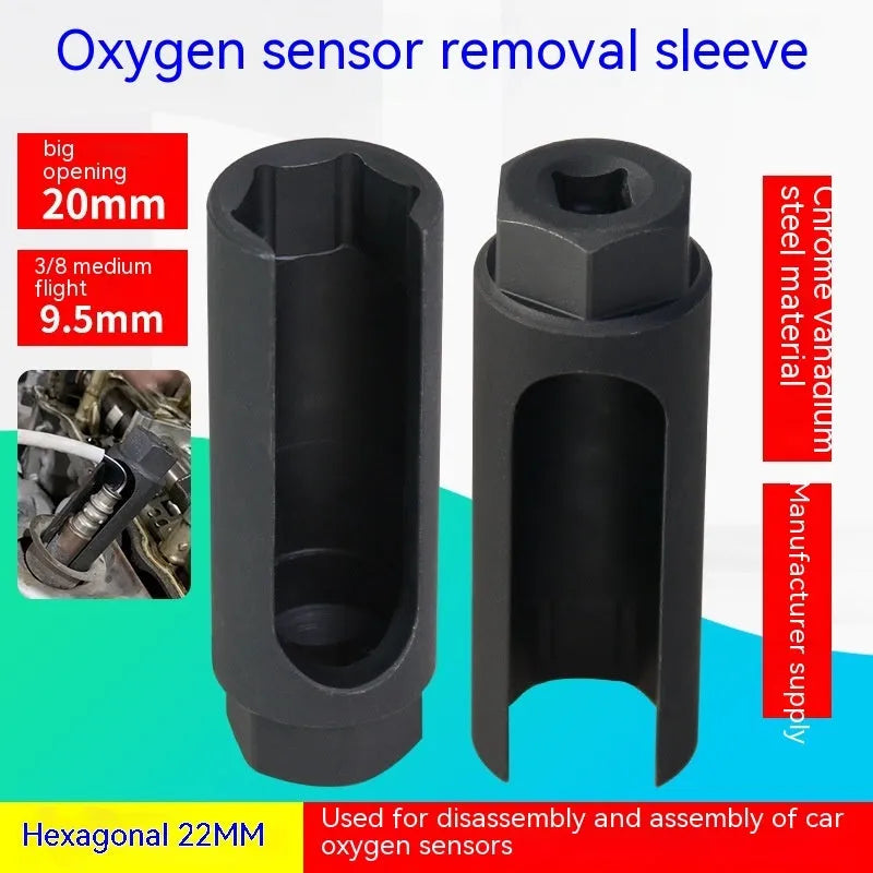 Black chromium vanadium steel oxygen sensor sleeve with 22mm inner diameter for universal O2 sensor protection.