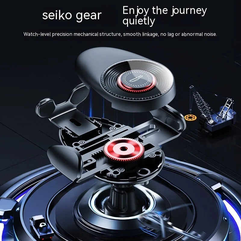 Black car mobile phone bracket mounted on car air vent for hands-free use