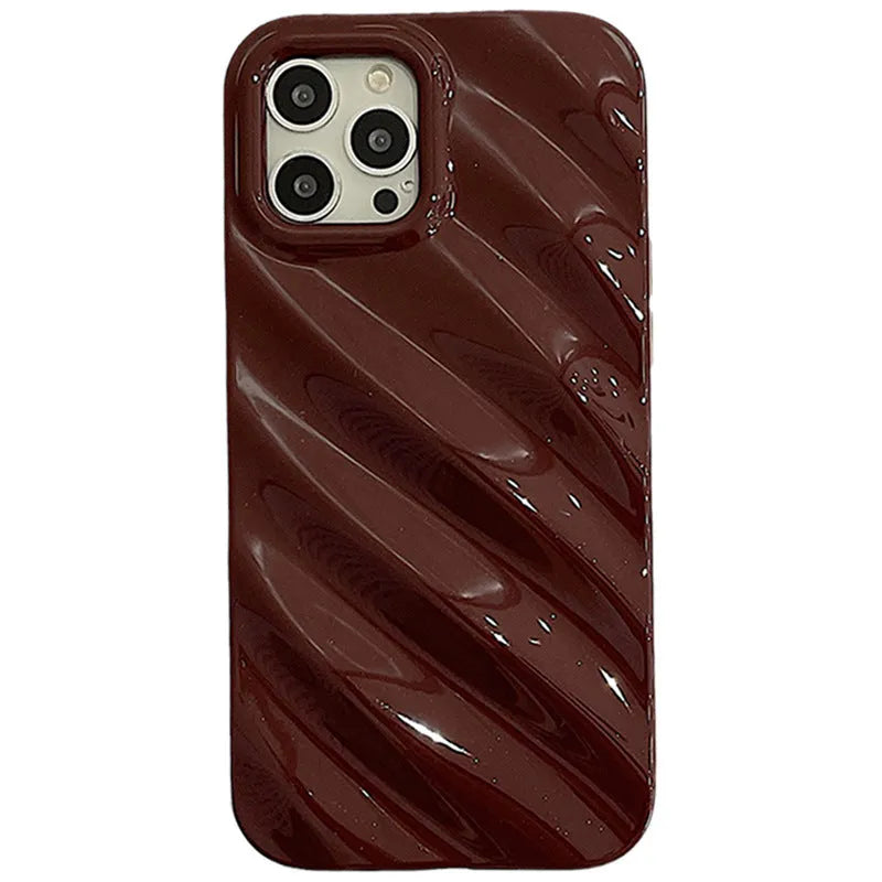 Silicone iPhone case with laser-etched pleated Nordic design in silver colour