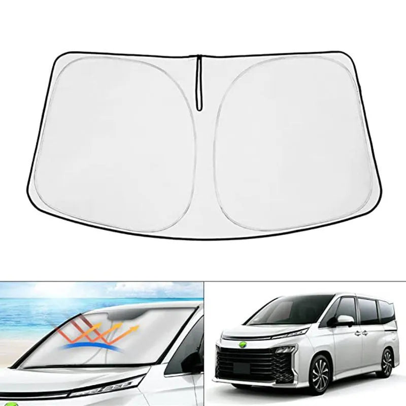 Silver reflective sunshade for Toyota Noah Voxy 90 series front windshield