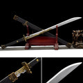 Tang Heng Dao integrated manganese steel decorative sword with solid wood leather scabbard and rope-wrapped handle, 107cm length
