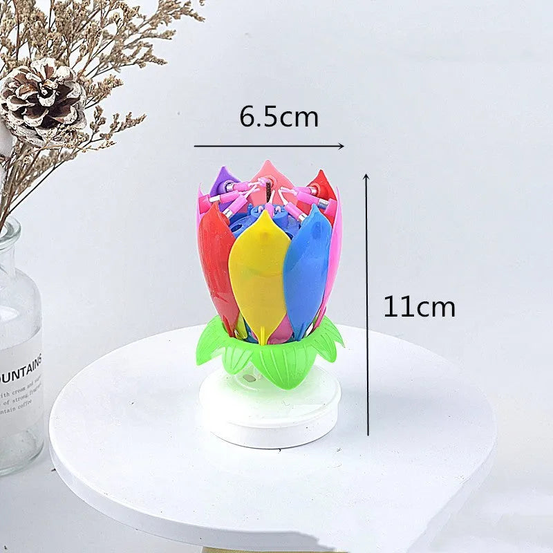 Lotus music birthday candle with rotating flower shape in pink colour