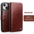 Genuine leather magnetic flip cover for iPhone 14 in black colour