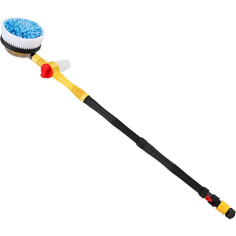 Yellow chenille head car wash mop with three-gear hydraulic handle and hose connection