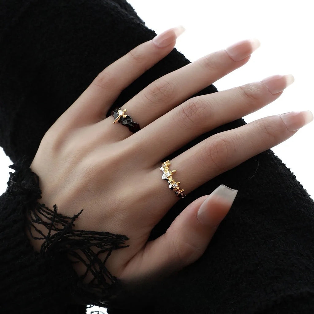 Princess Knight adjustable silver couple ring with minority design in electroplated finish