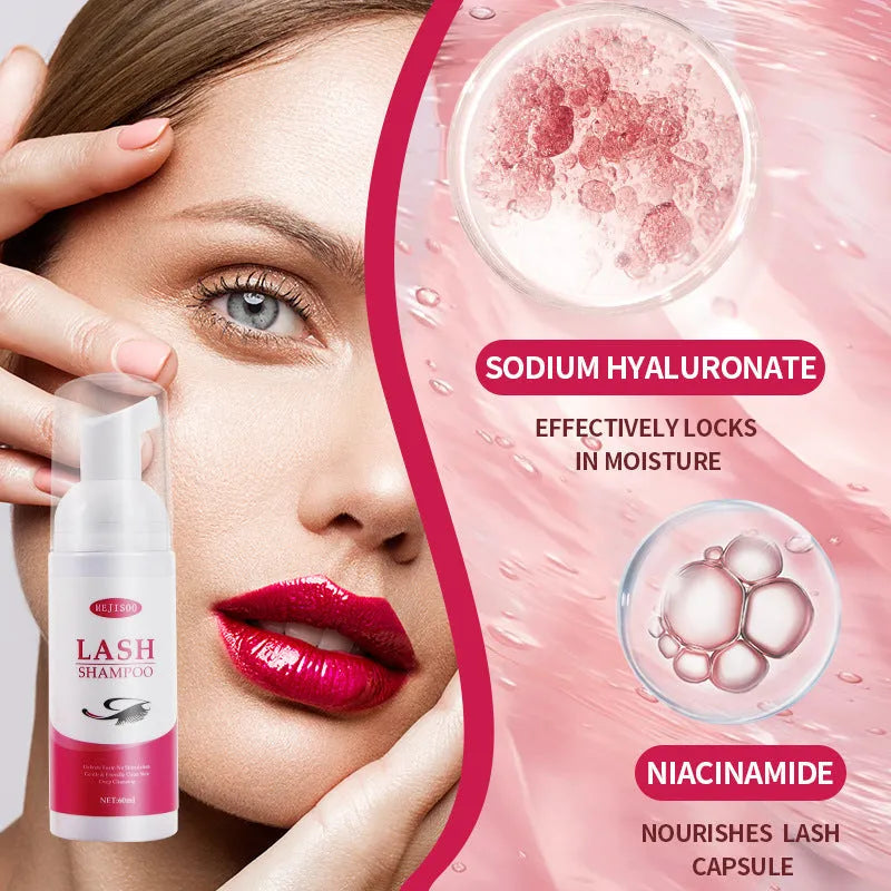 60ml bottle of lash shampoo mousse eyelash cleaning solution
