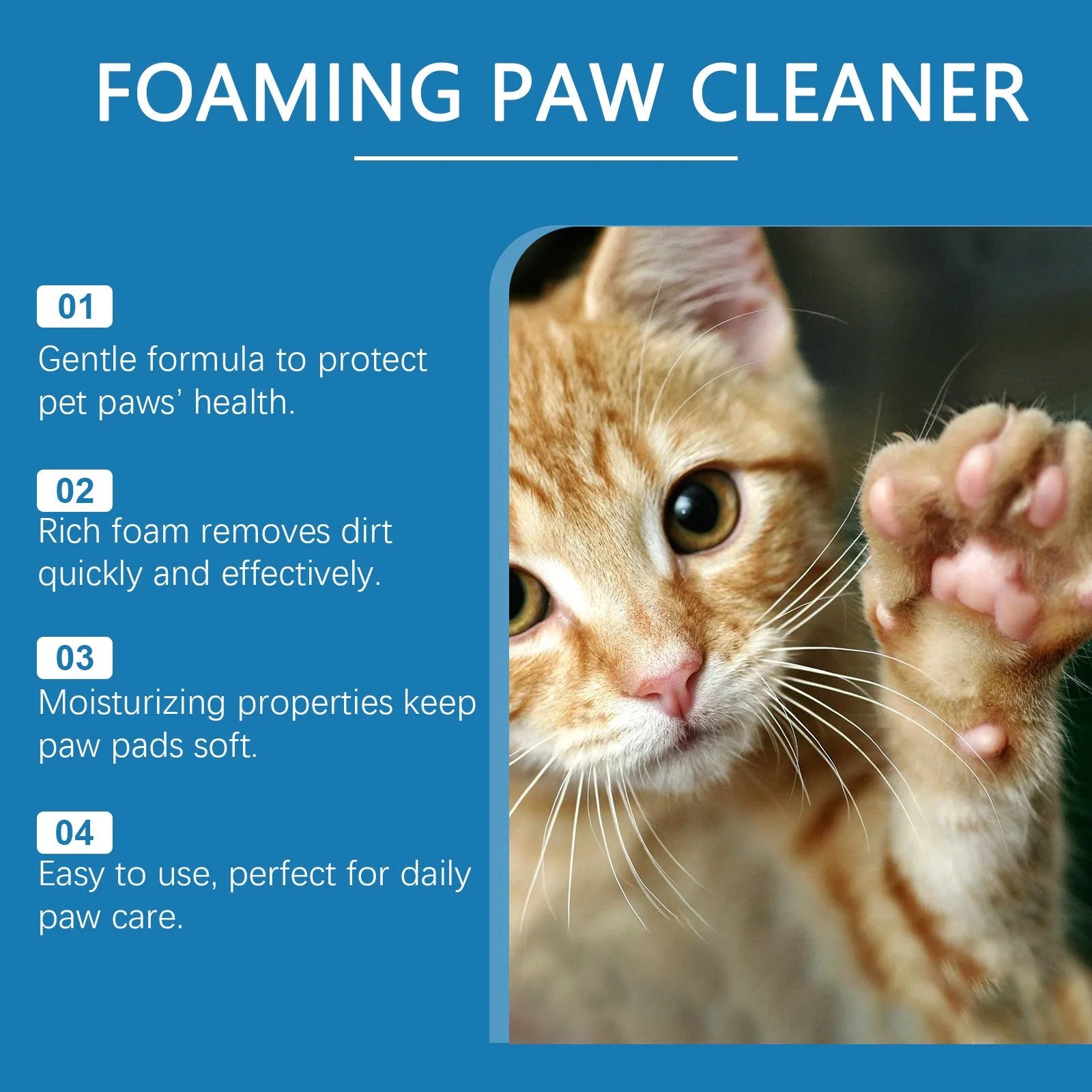 Pet Paw Cleaner Deep Care Foam 100ml non-rinse dog paw cleaning foam bottle