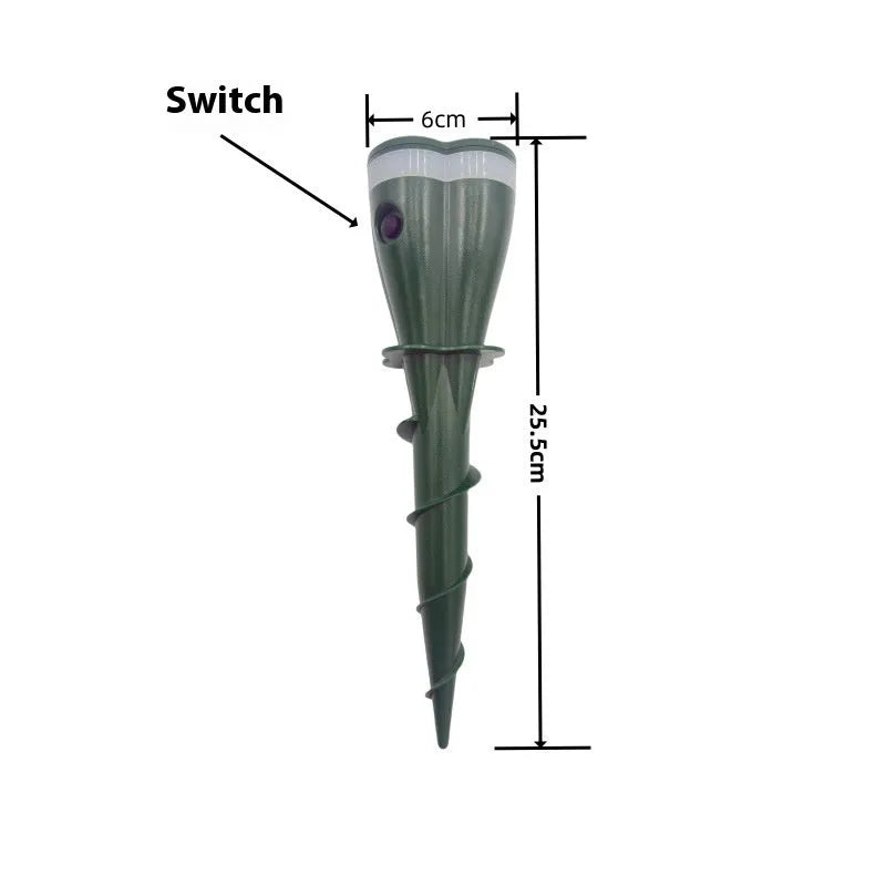 Outdoor solar energy rat and snake repellent spiral inserted in garden soil