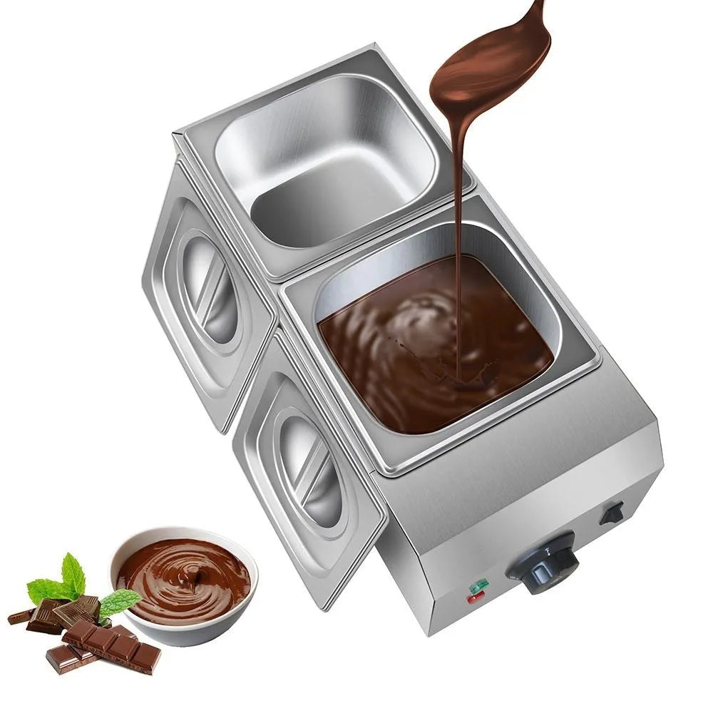 Commercial electric chocolate melting machine with double pots and temperature control display