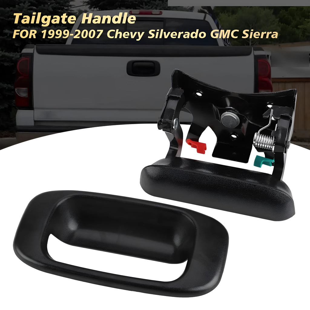 Black tailgate handle set for Chevrolet Silverado, ABS and metal replacement part, model XH-A-623