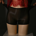 Men's shiny nylon underwear stockings showing mid waist design and seamless construction in multiple colour options
