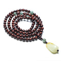 Pterocarpus Santalinus 108 bead bracelet with 6mm rosewood beads and carved Hotian jade pendant in national style