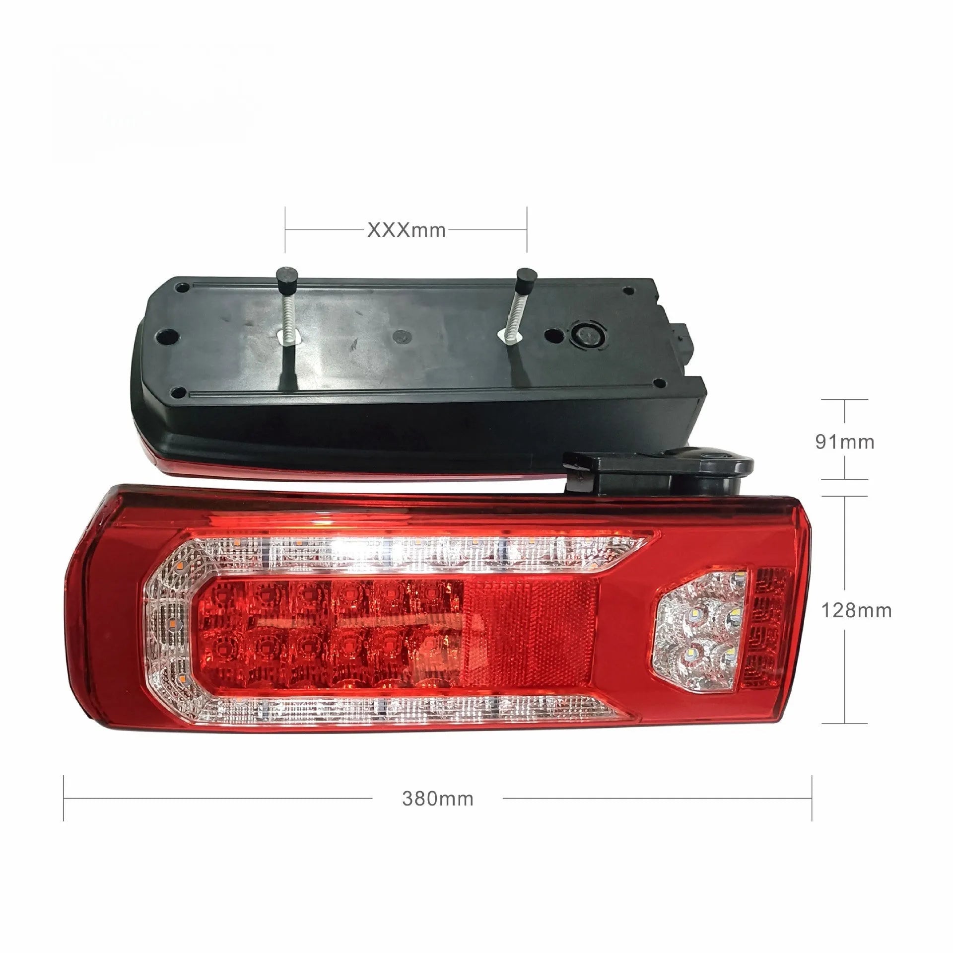 Mercedes-Benz heavy truck LED rear lamp assembly with running water light effect on grey engineering plastic housing.