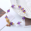 Purple crystal bracelet with amethyst cherry flower micro-inlaid design, handmade women's jewellery