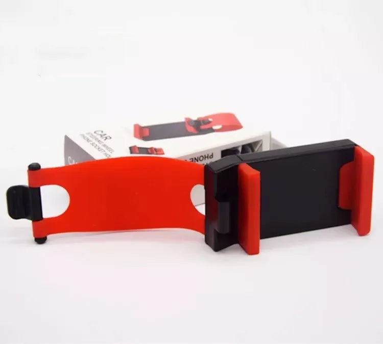 Car steering wheel phone holder in five colour options showing compact ABS plastic construction