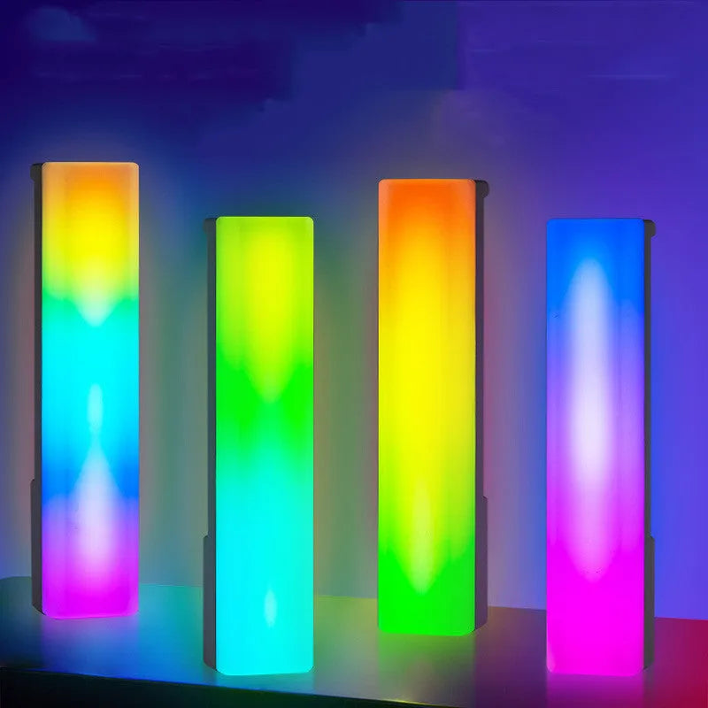 3D RGB light pick-up table lamp with music voice activation in white or black shell