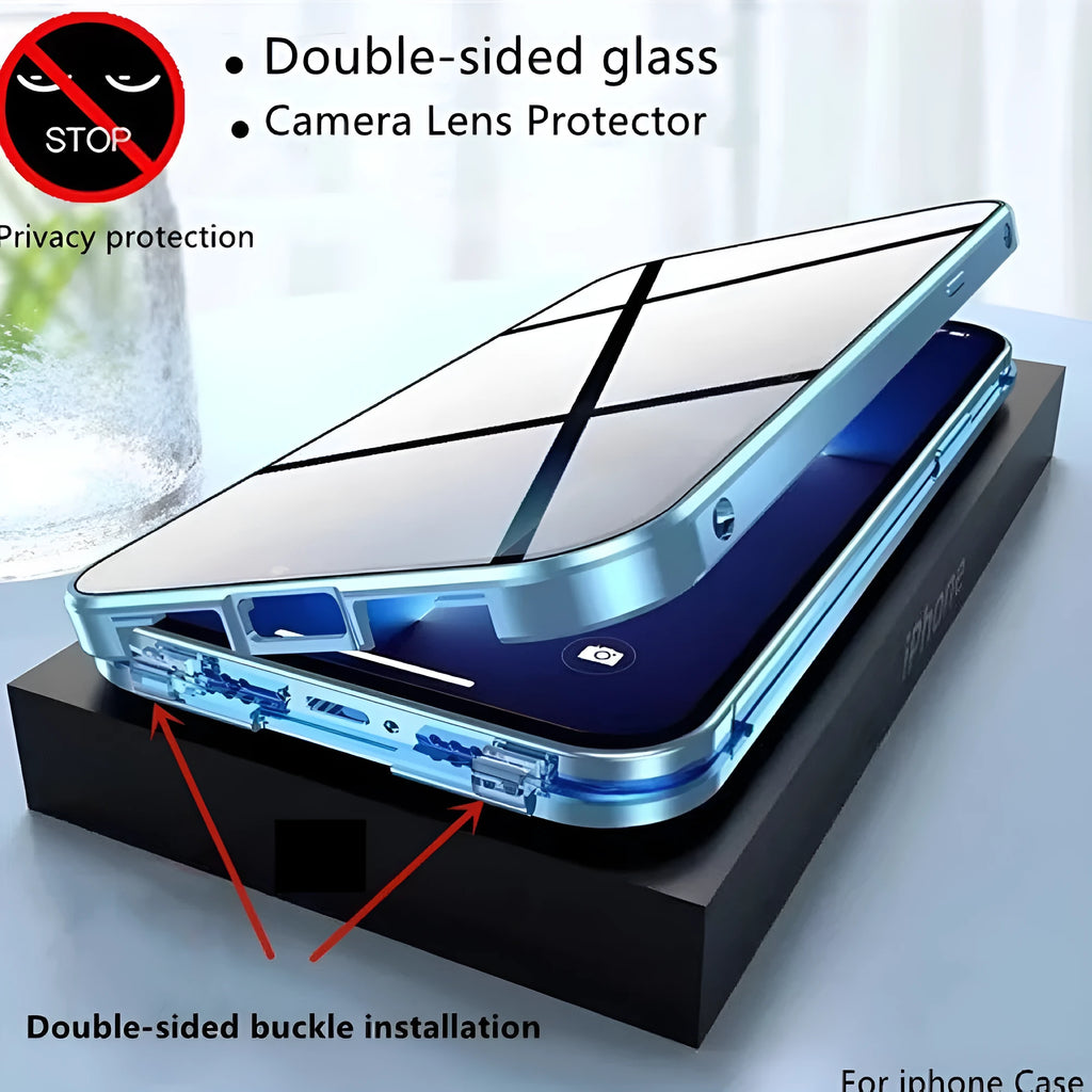 Goggles Anti Privacy Magneto Phone Case for iPhone 15 Plus black metal solid colour with anti-spy screen