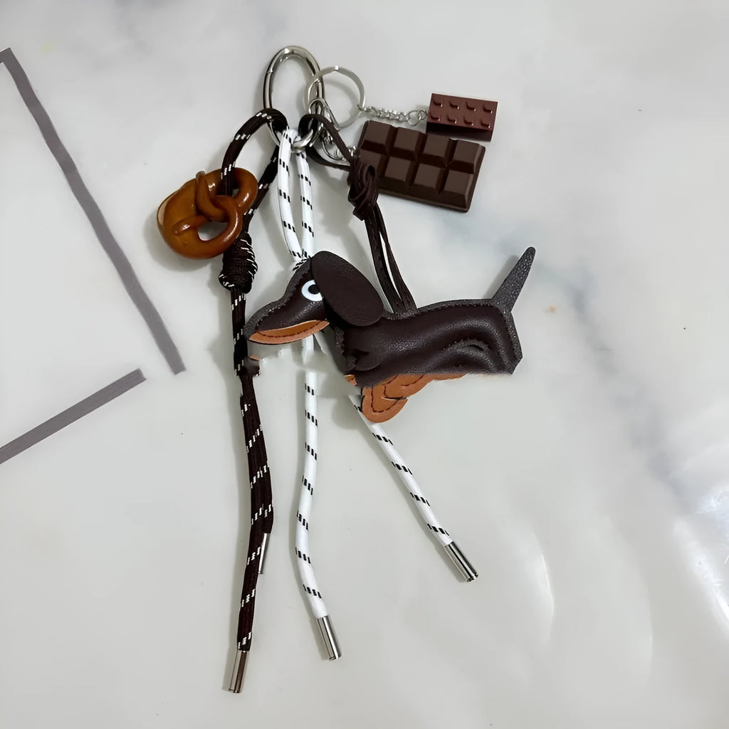 Alkaline bread braided rope keychain pendant baseball style khaki colour suitcase ornament