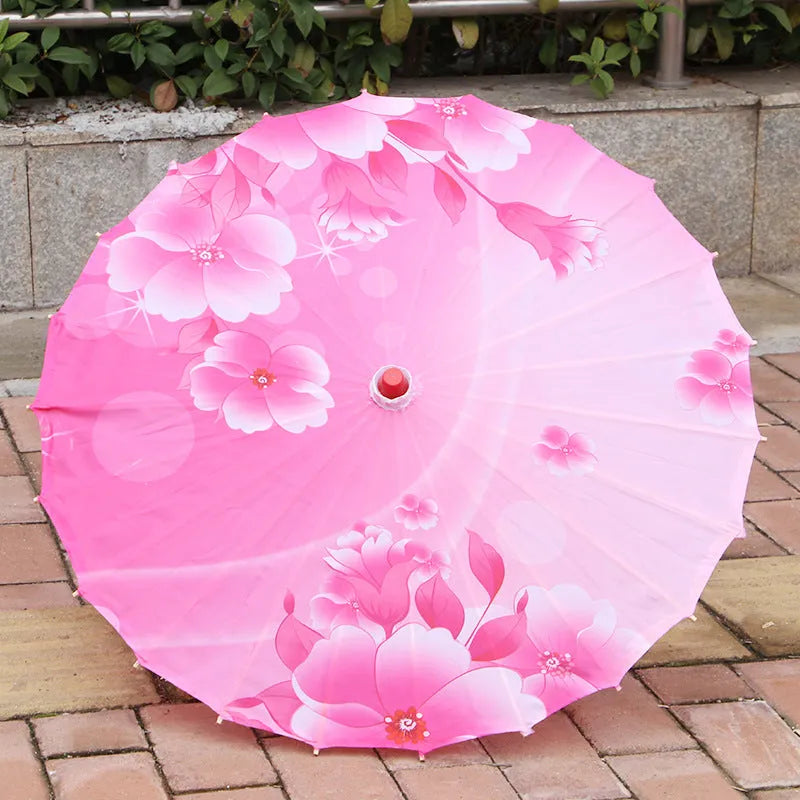Classical printed silk ceiling umbrella in national style, half-handmade, 60cm size