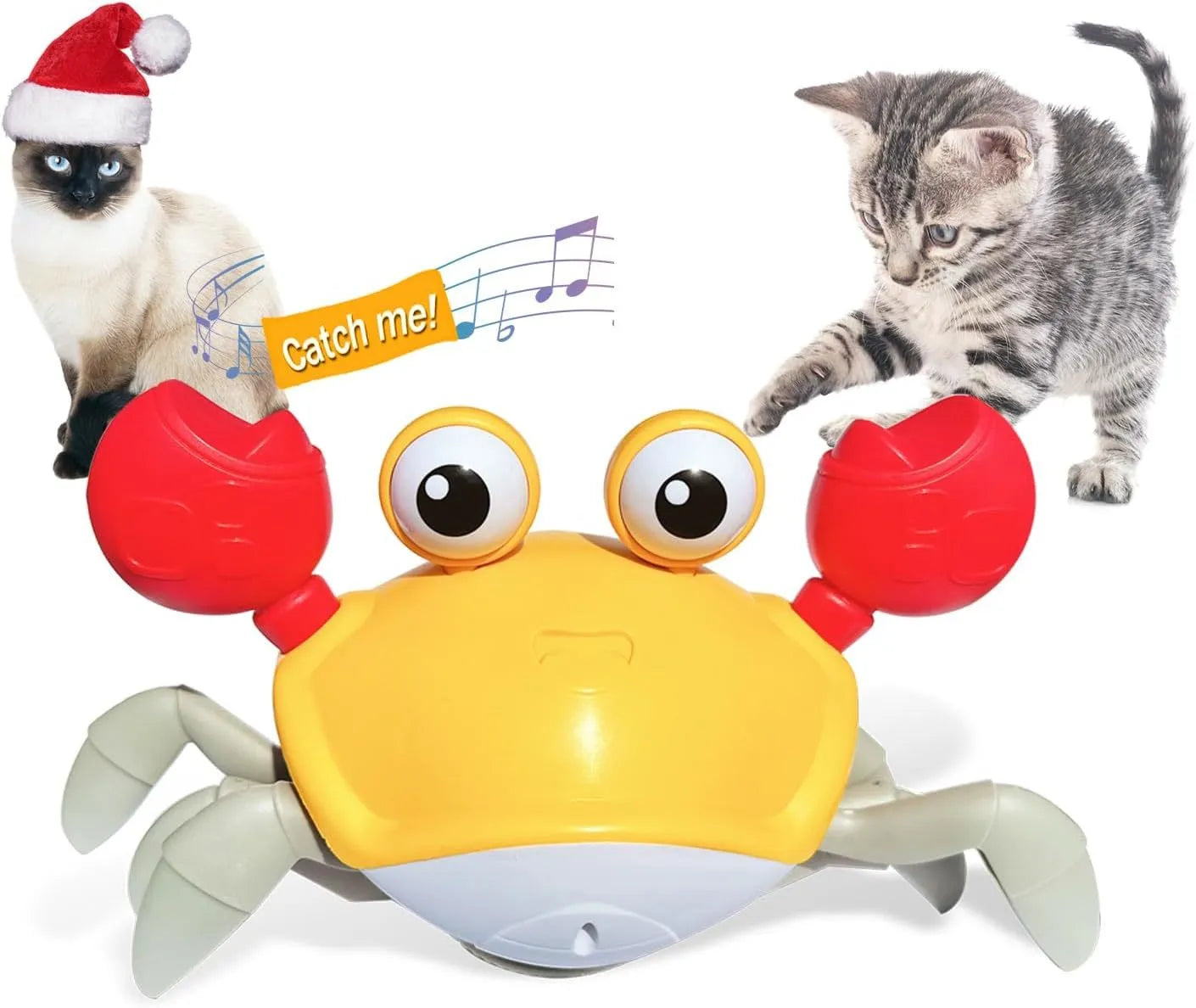 Blue crawling crab dog toy with obstacle avoidance sensor and interactive lights